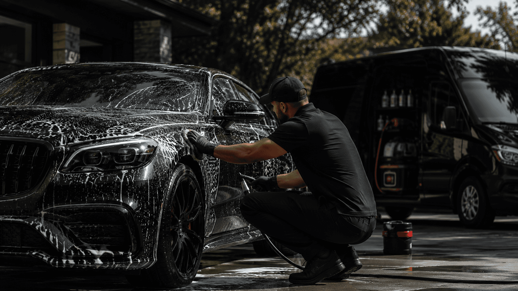 Mobile detailing service at customer location